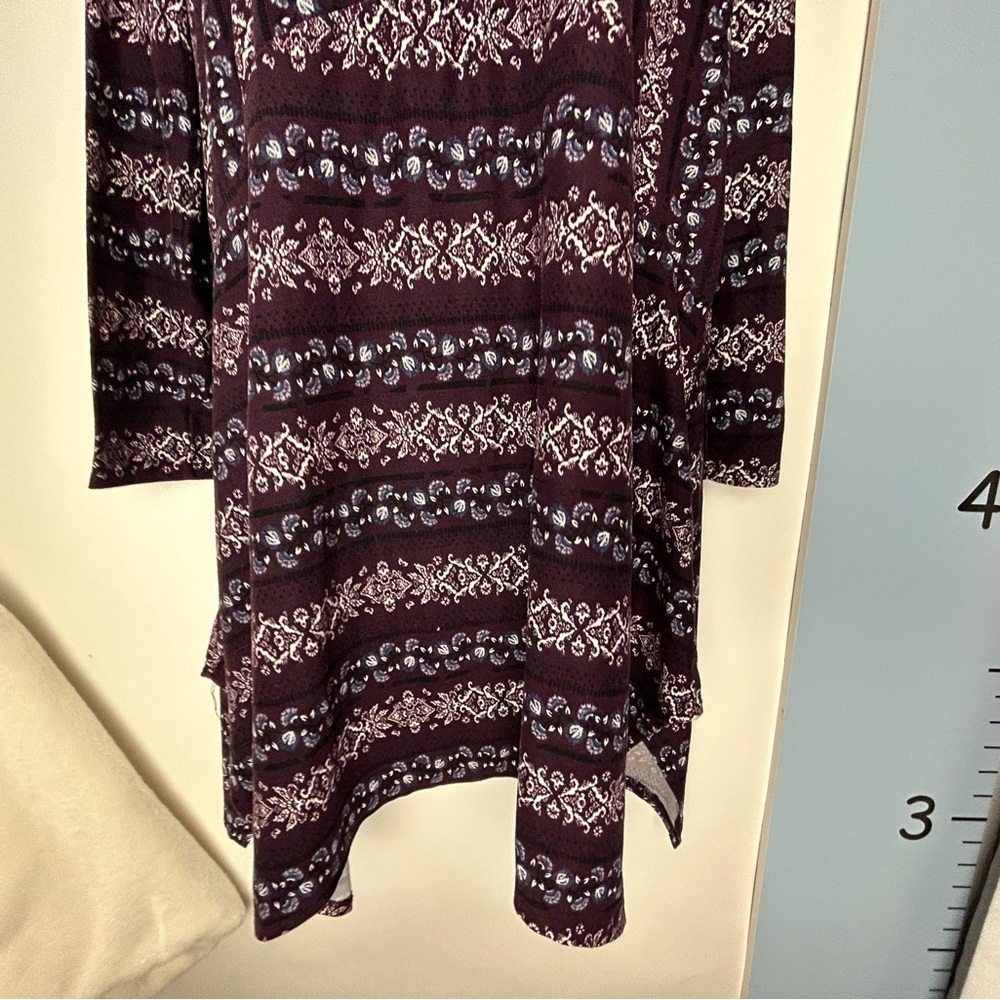 Cal Style Purple Black Blue Floral Tunic Dress Medium - Picture 5 of 11